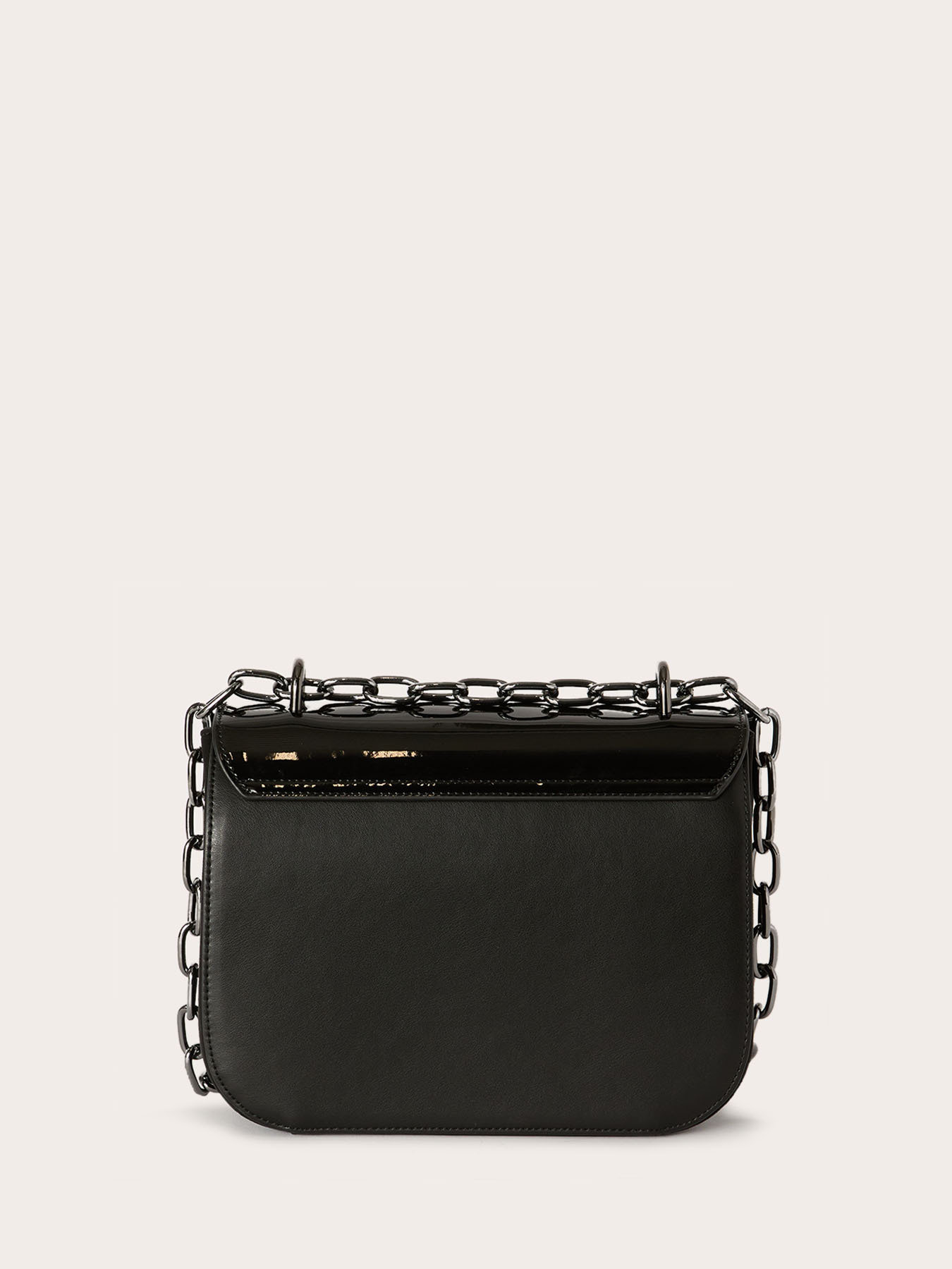 Medium bag din țesătură acoperită și piele lăcuită image number 2