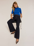 Palazzo denim trousers with micro studs image number 2