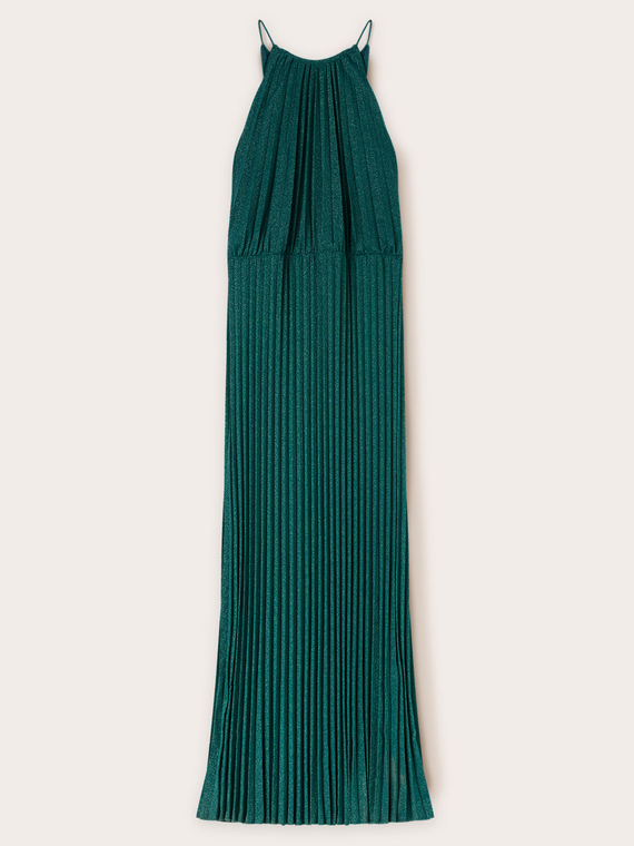 Vestito lungo in jersey lurex plissé