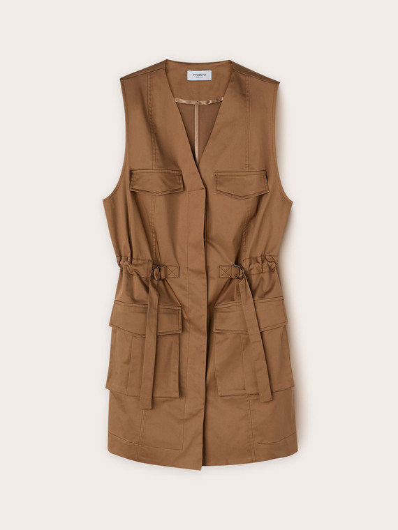 Vestito stile sahariana in raso