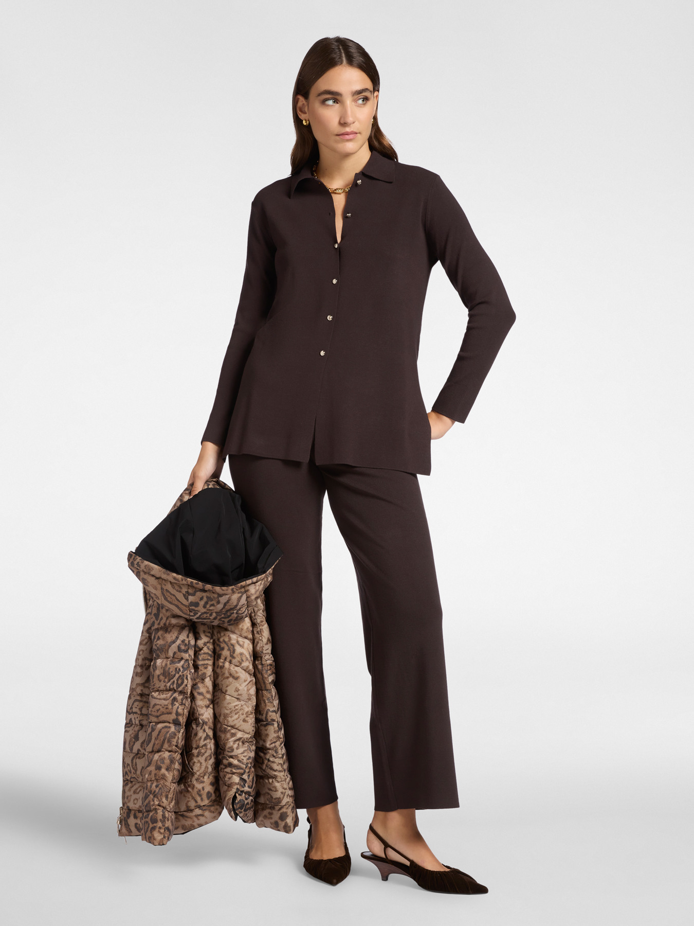 Cardigan lungo con colletto image number 2