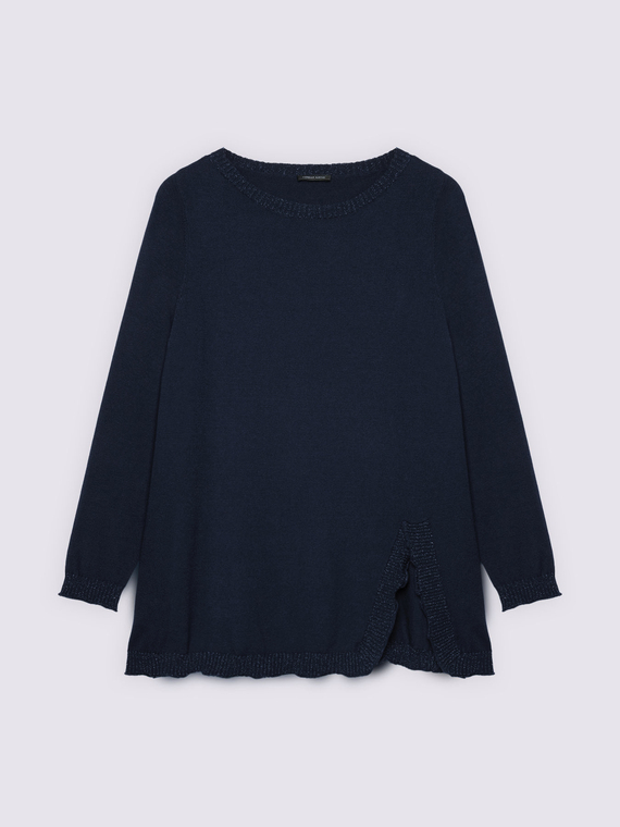 Camiseta de cuello redondo con aberturas y detalles lurex