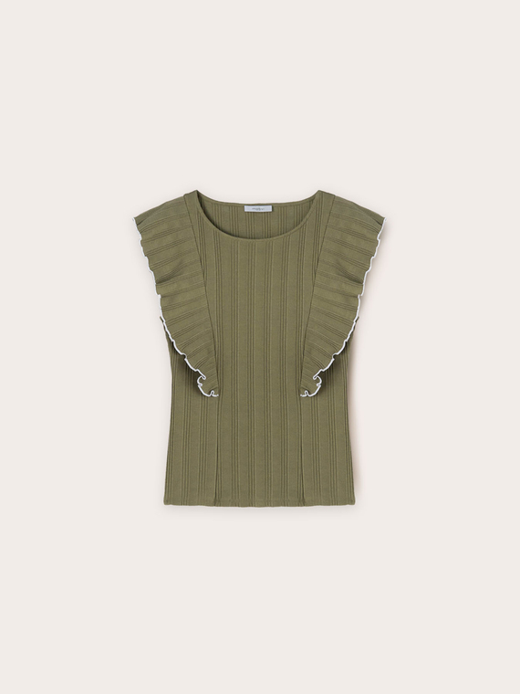 Pull côtelé à volants