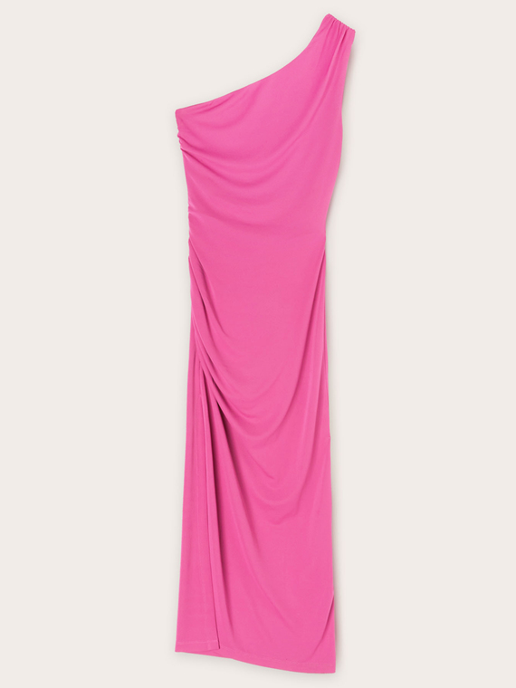 Einschultriges Kleid mit Kräuselungen