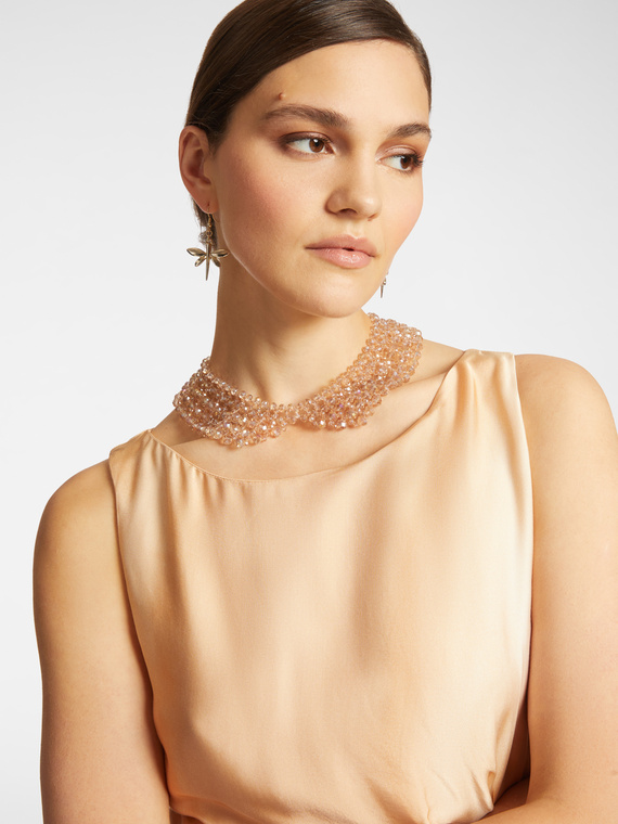 Glass beads and ribbon collar