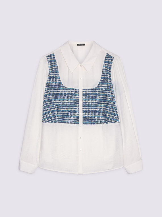 Musselinbluse mit Bouclé-Einsatz