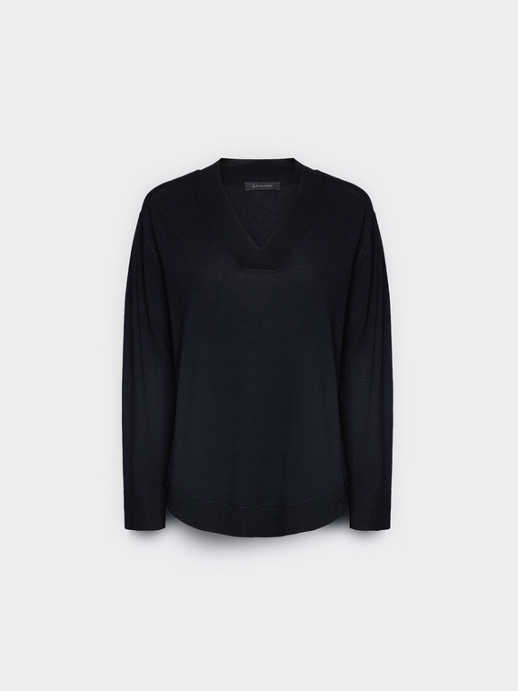 Maglia con scollo a V misto viscosa