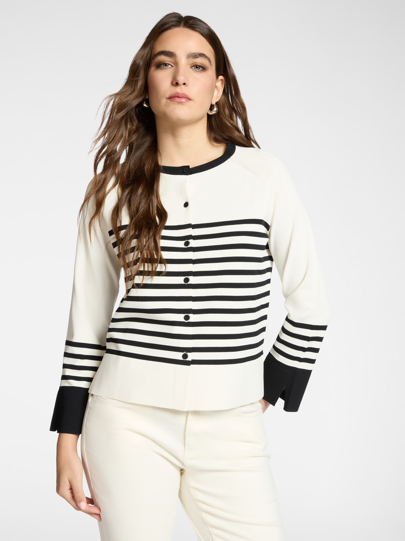 Striped viscose blend cardigan image number 3