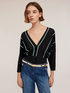 Cardigan corto in maglia a righe image number 0
