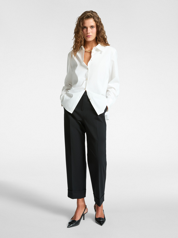 Wide leg trousers with cuffs