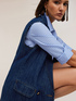 Doppelreihige Oversize-Weste aus Denim-Leinen-Mischgewebe image number 3