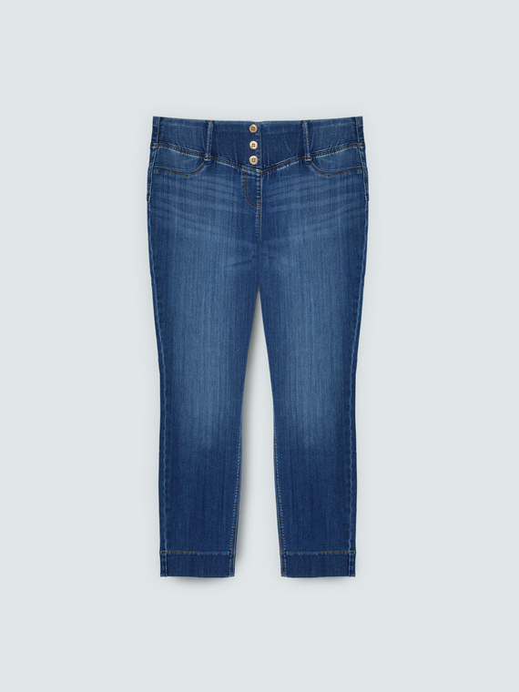 Jeggings in denim con bottoni decorativi