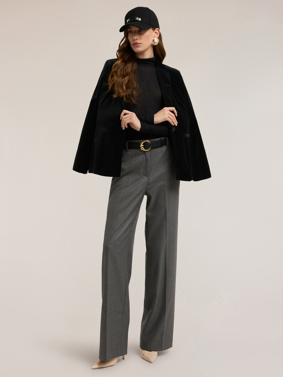 Pantaloni palazzo din flanelă