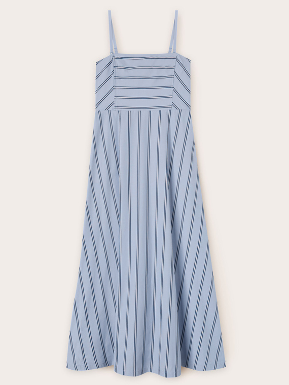 Robe midi en popeline rayée