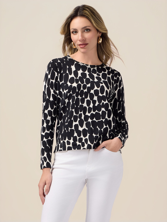 Patterned viscose blend sweater