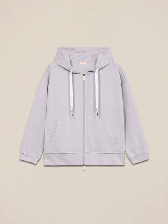 Cotton blend hoodie with zip