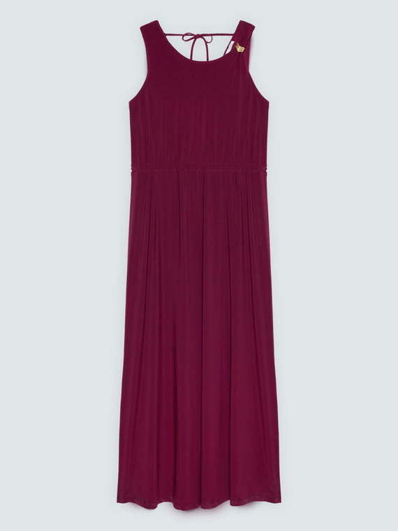 Long jersey dress with back neckline