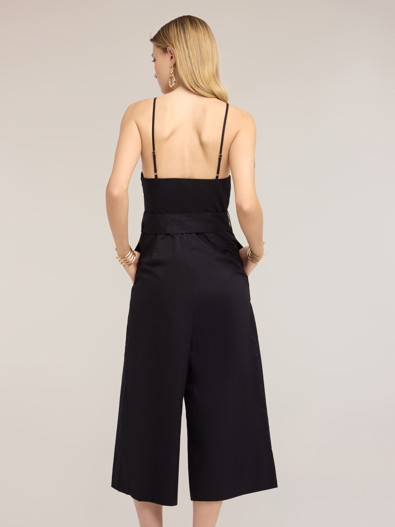 Jumpsuit aus Popeline mit G&uuml;rtel und Palazzo-Bein image number 1