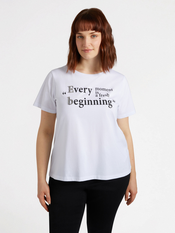 T-Shirt mit Schriftzug und Stickerei