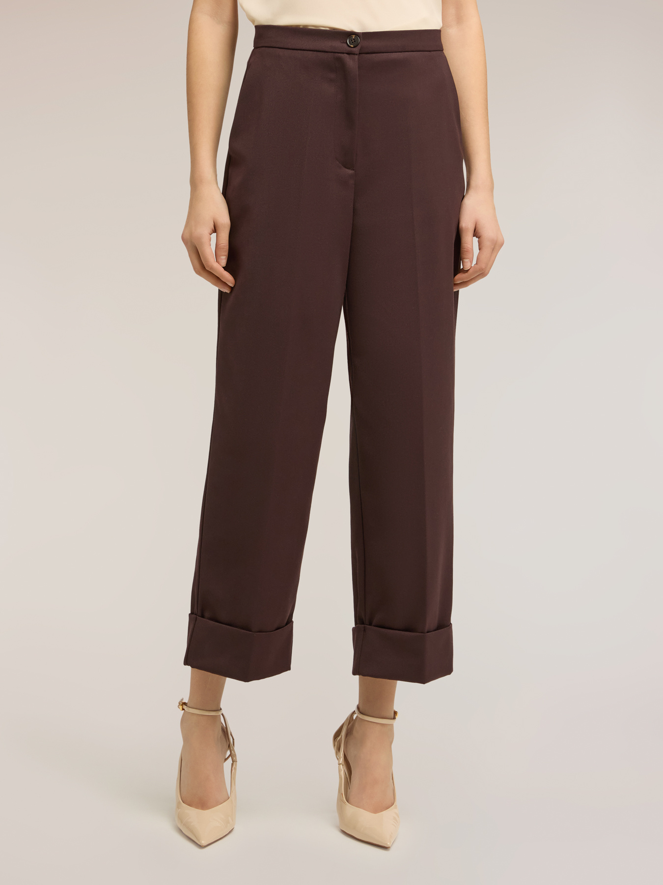 Cropped pants with cuff image number 0