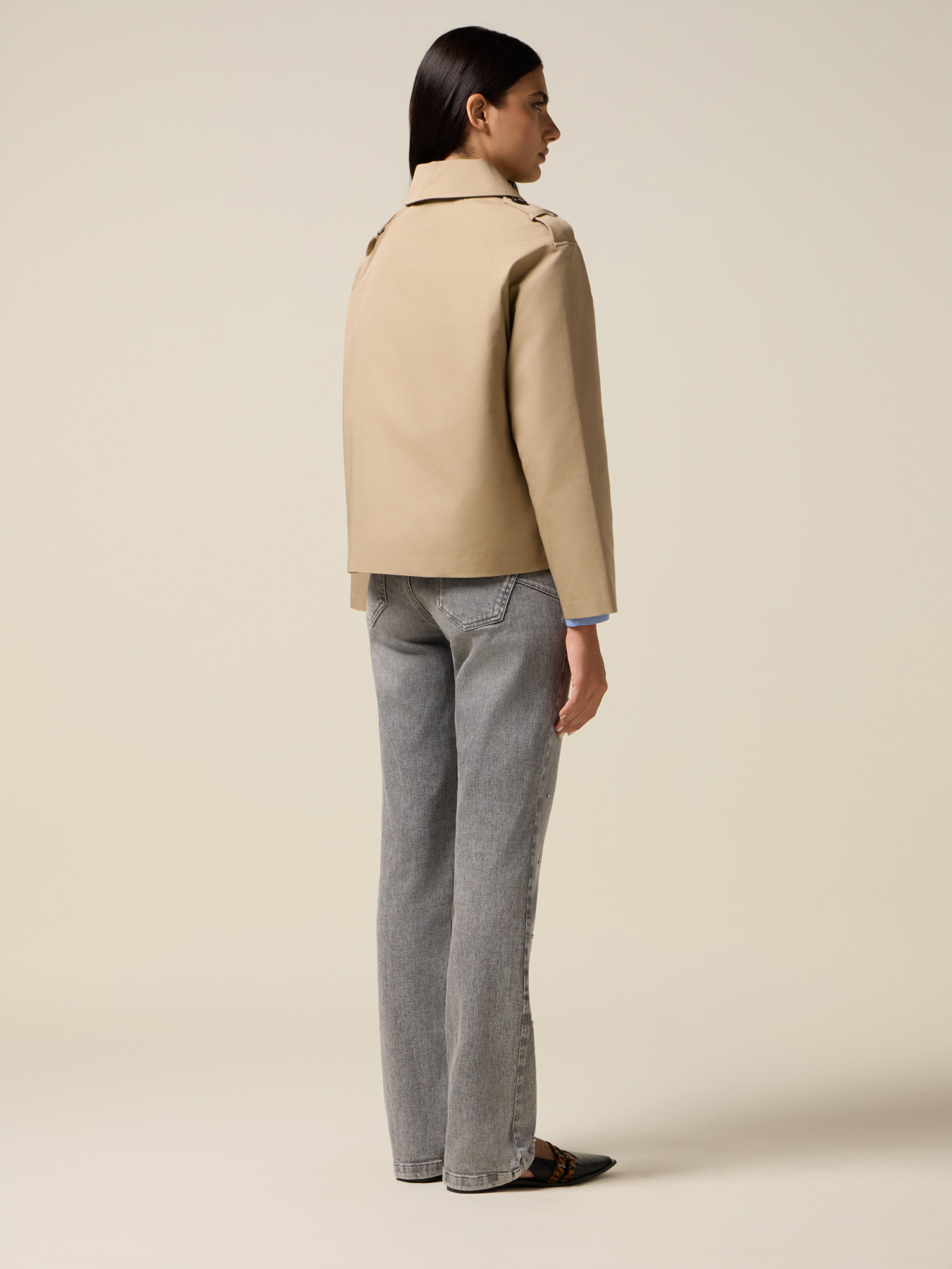 Trench corto misto cotone image number 1