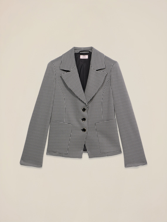 Hahnentritt-Blazer aus Milano-Strick