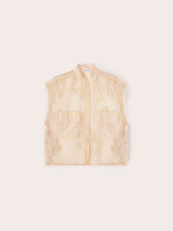 Chemise sans manches en dentelle