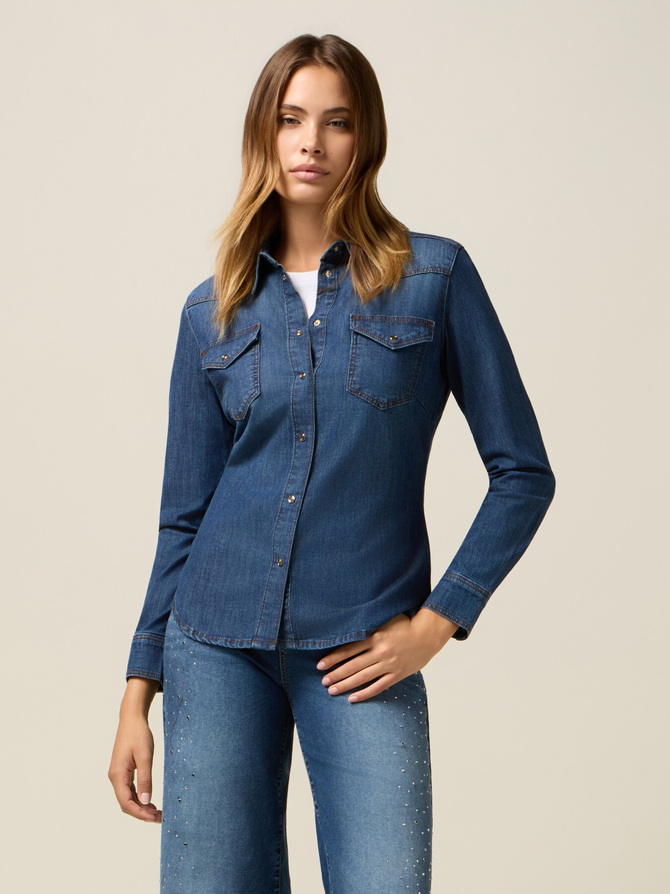 Camicia in denim stretch image number 0