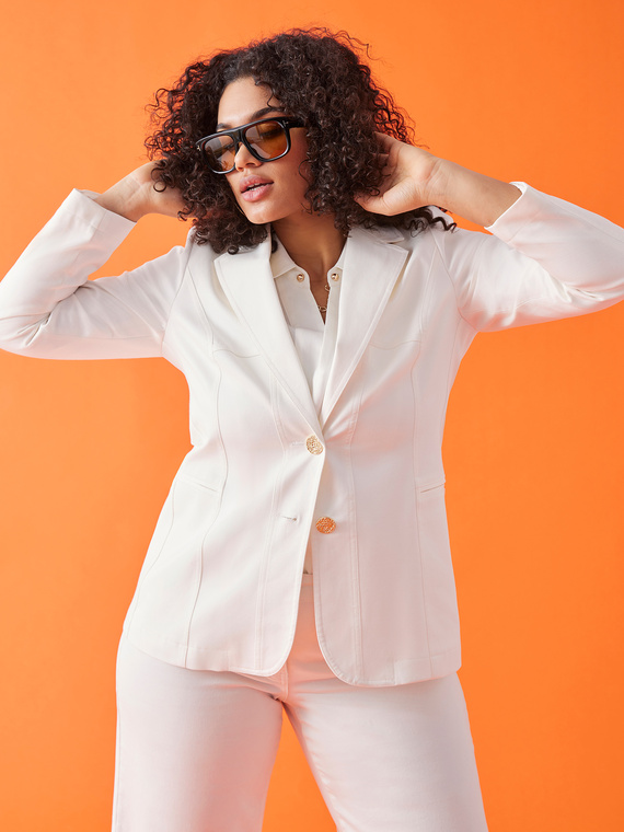 Blazer with two jewelled buttons