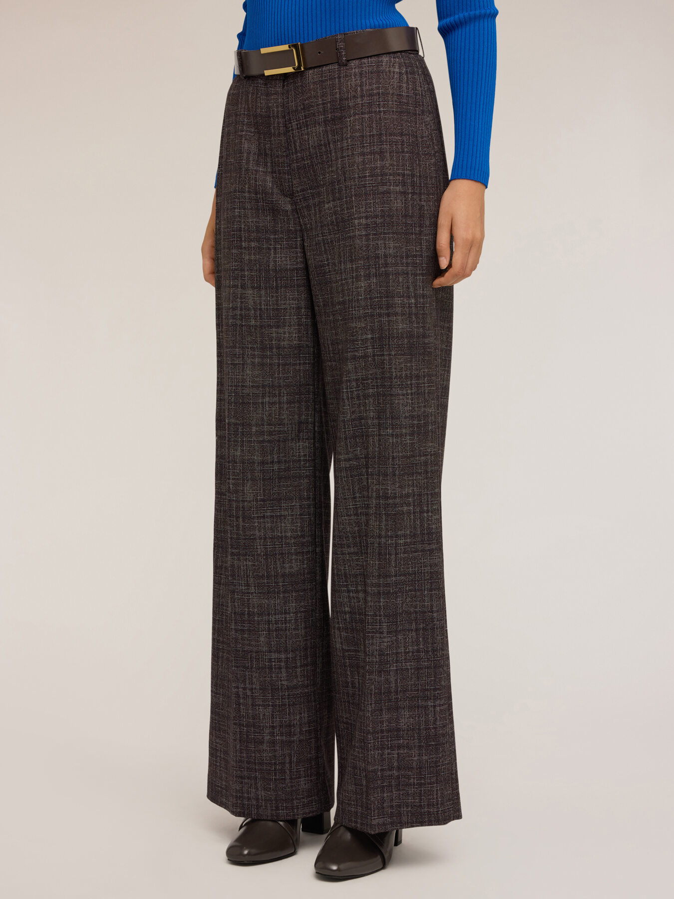 Yarn-dyed palazzo pants image number 3