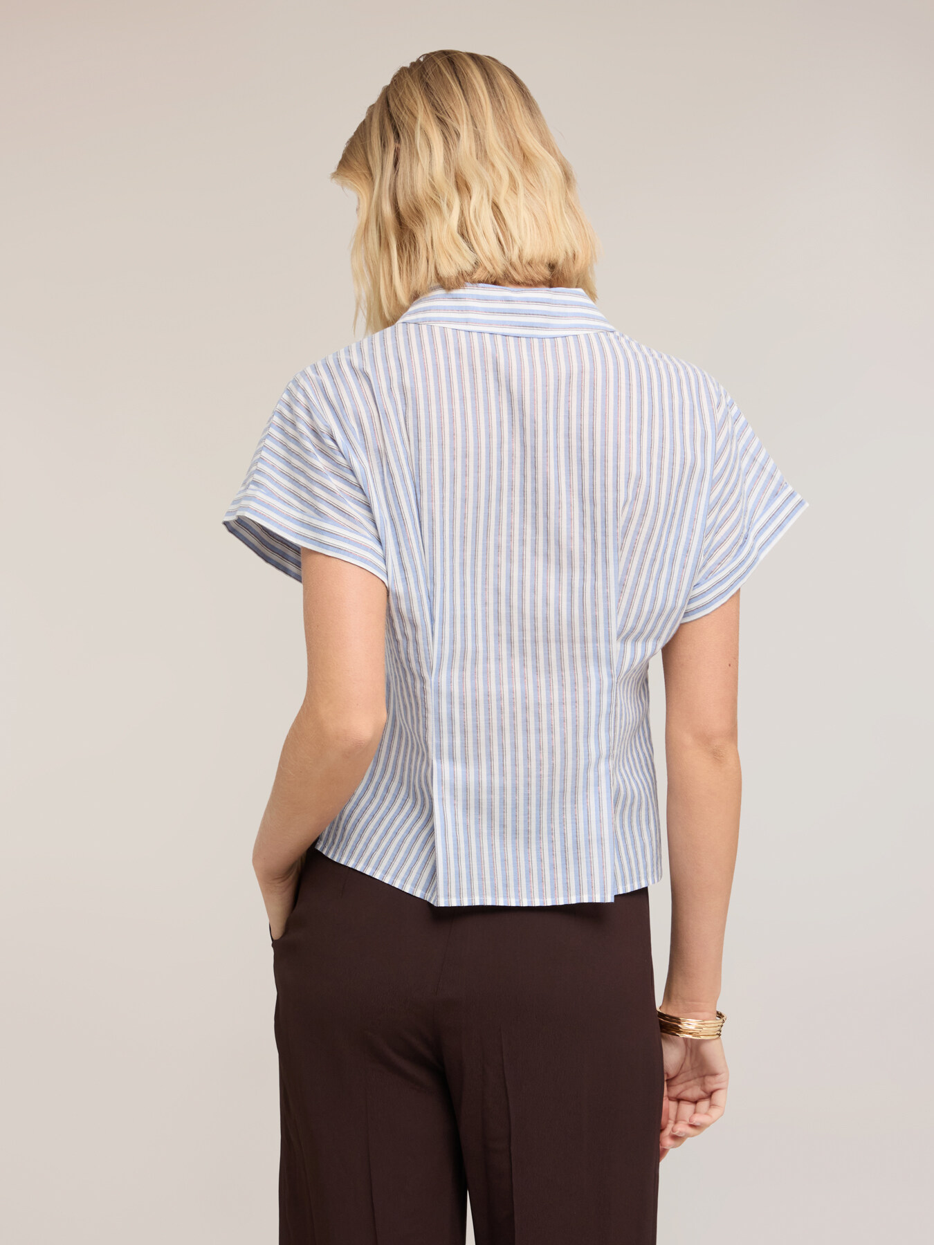Lurex striped muslin shirt image number 1