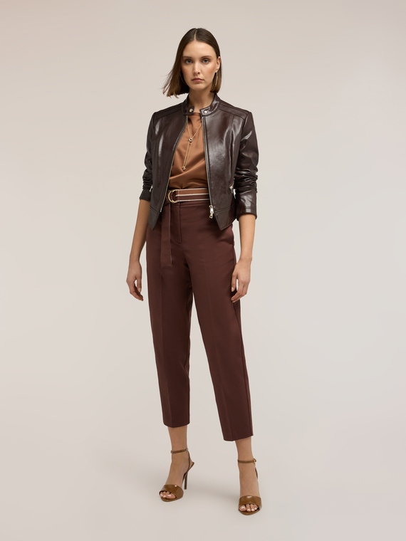 Jacket with zip and mandarin collar