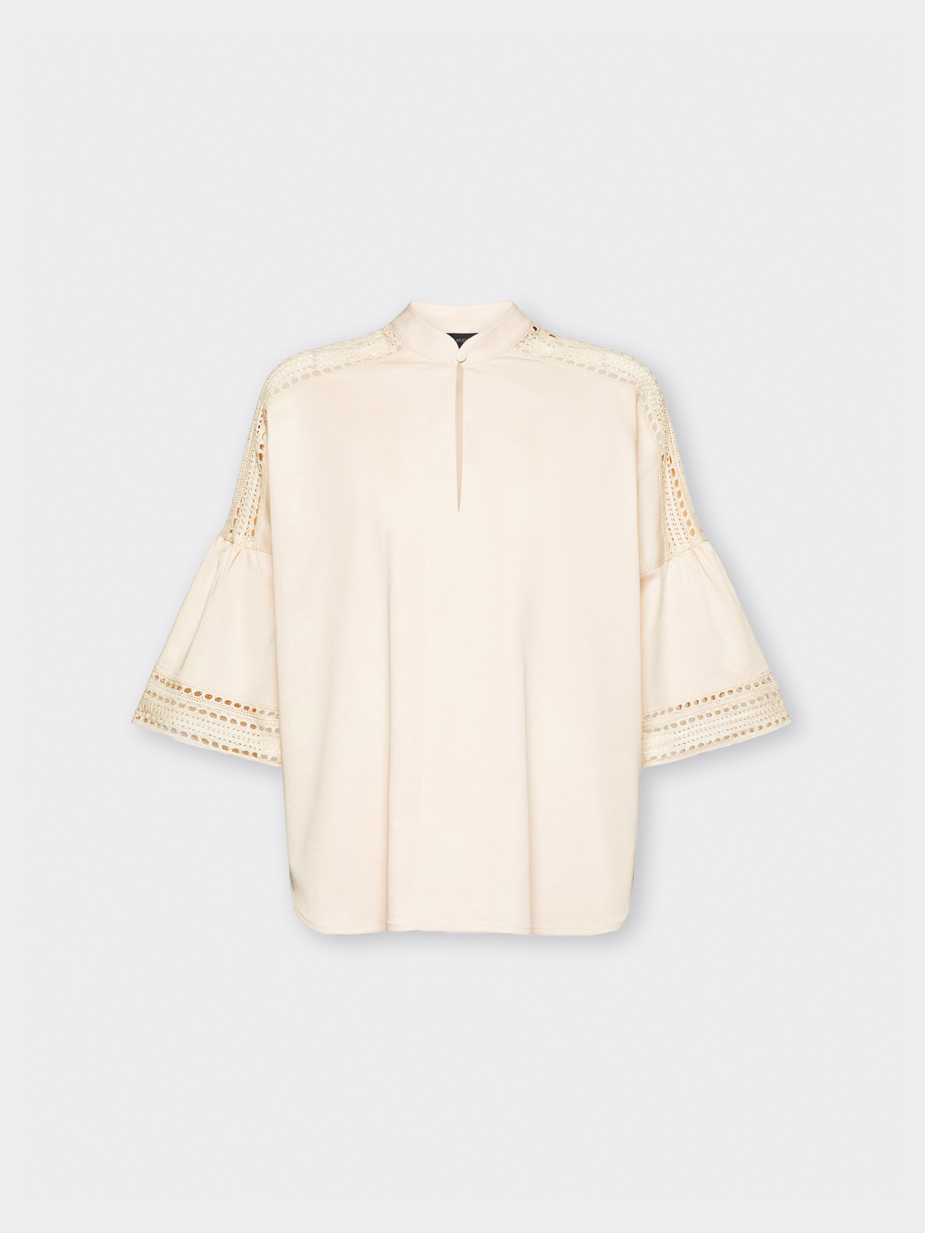Mixed cotton shirt with lace inserts image number 4