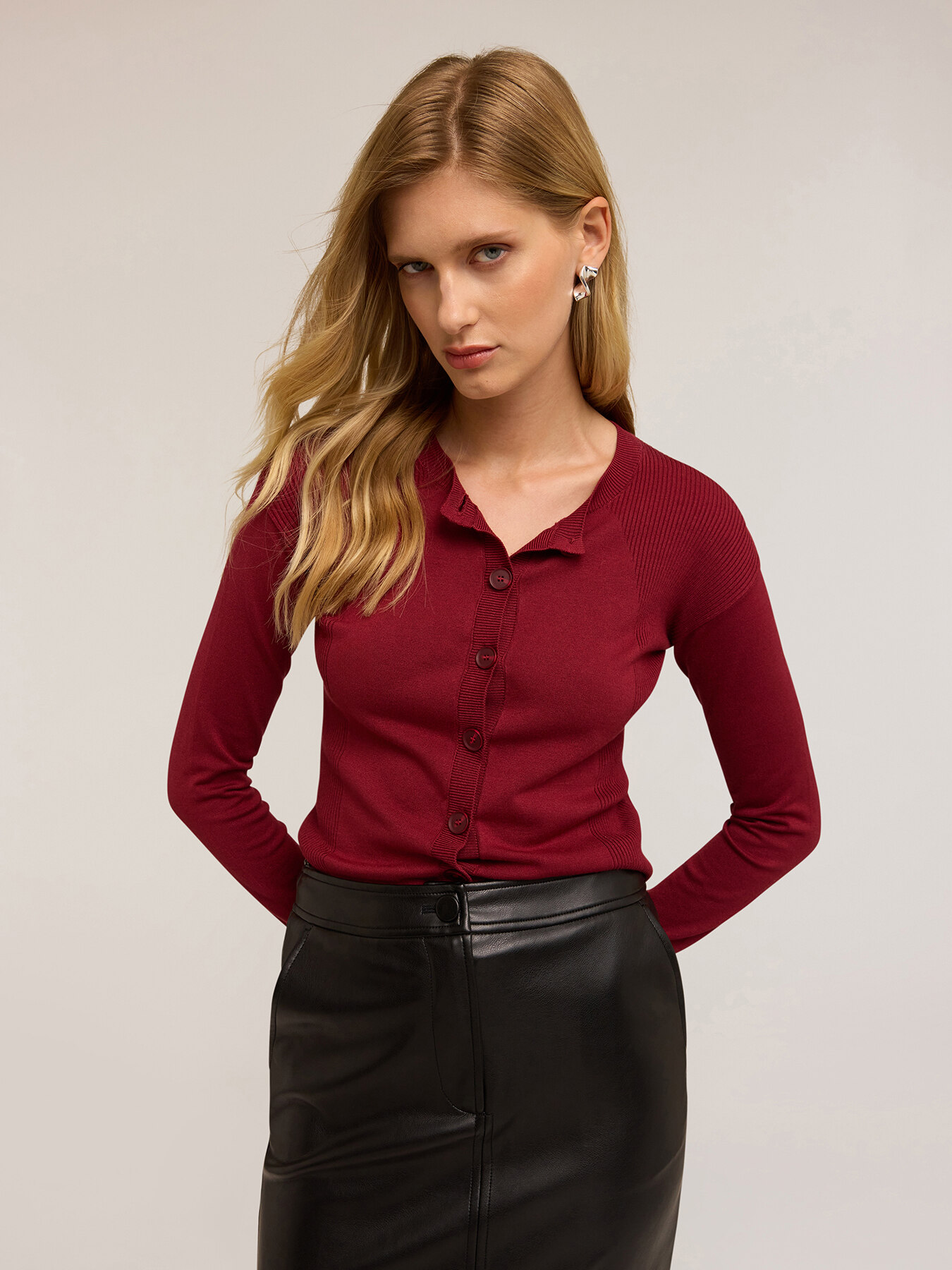 Cardigan with ribbed details image number 2