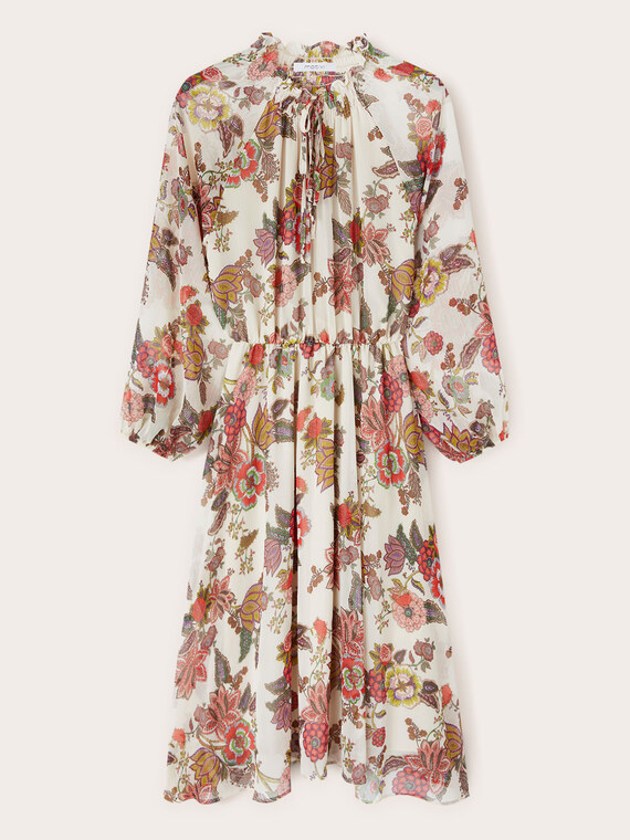 Indian flower patterned long-sleeved dress