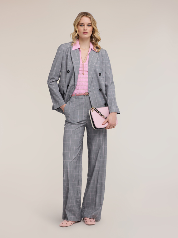 Prince of Wales check palazzo trousers