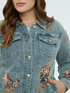 Denim jacket with floral sequin embroidery image number 3