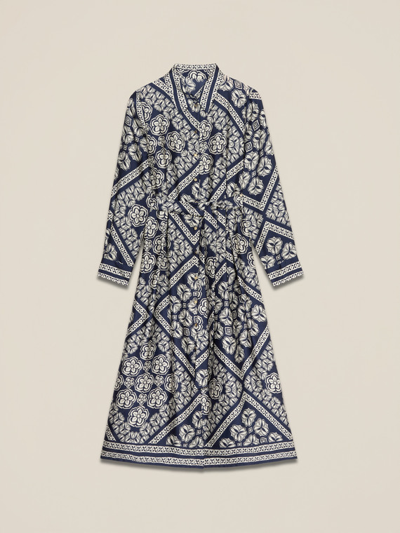 Geometrisch gemustertes Satin-Hemdkleid