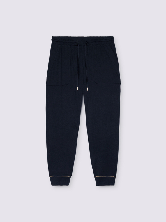 Jogginghose aus Baumwollfleece mit Kordelzug