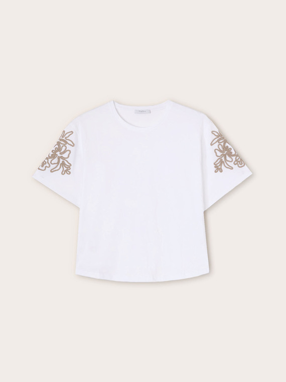 Tricou din jersey cu broderii florale