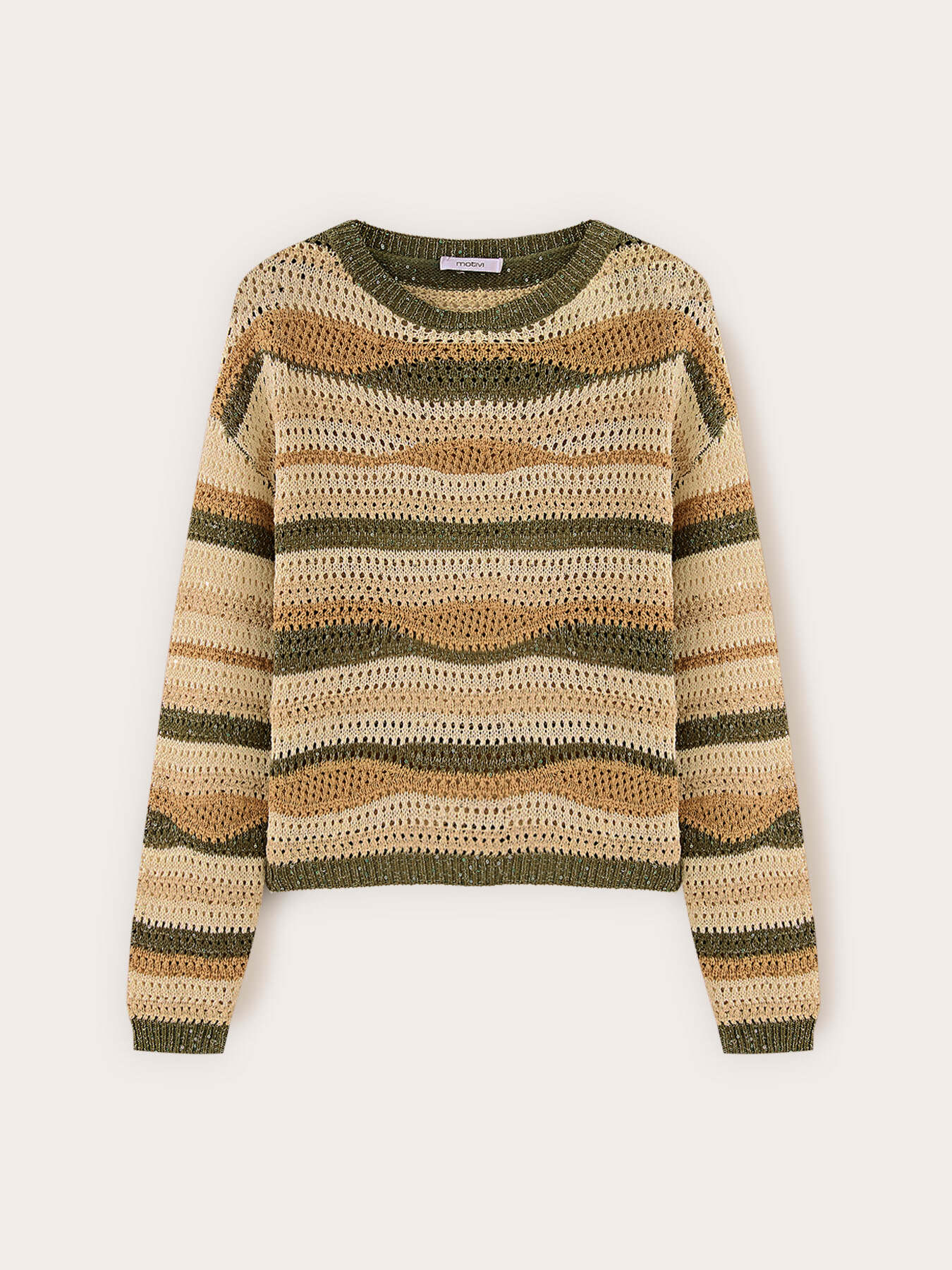Striped openwork cropped sweater image number 4