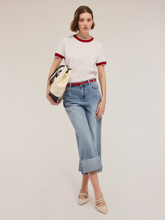 T-shirt avec bords en tricot