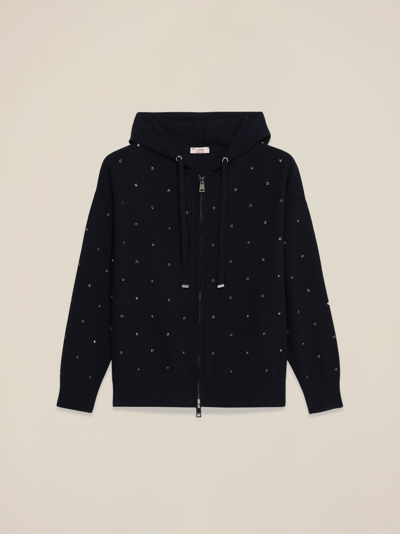 Strickjacke mit Kapuze und Pattentaschen