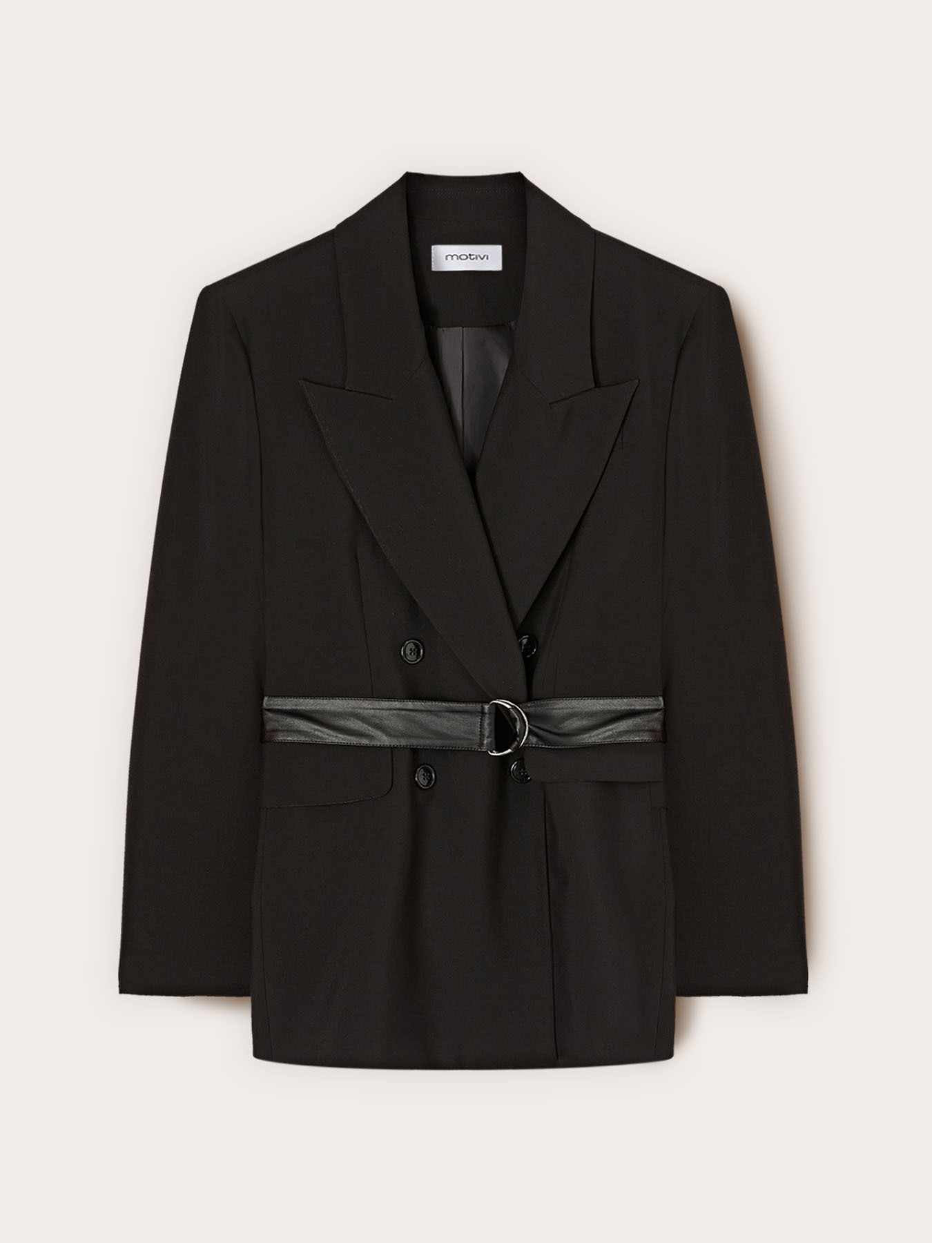 Double-breasted blazer with belt image number 4