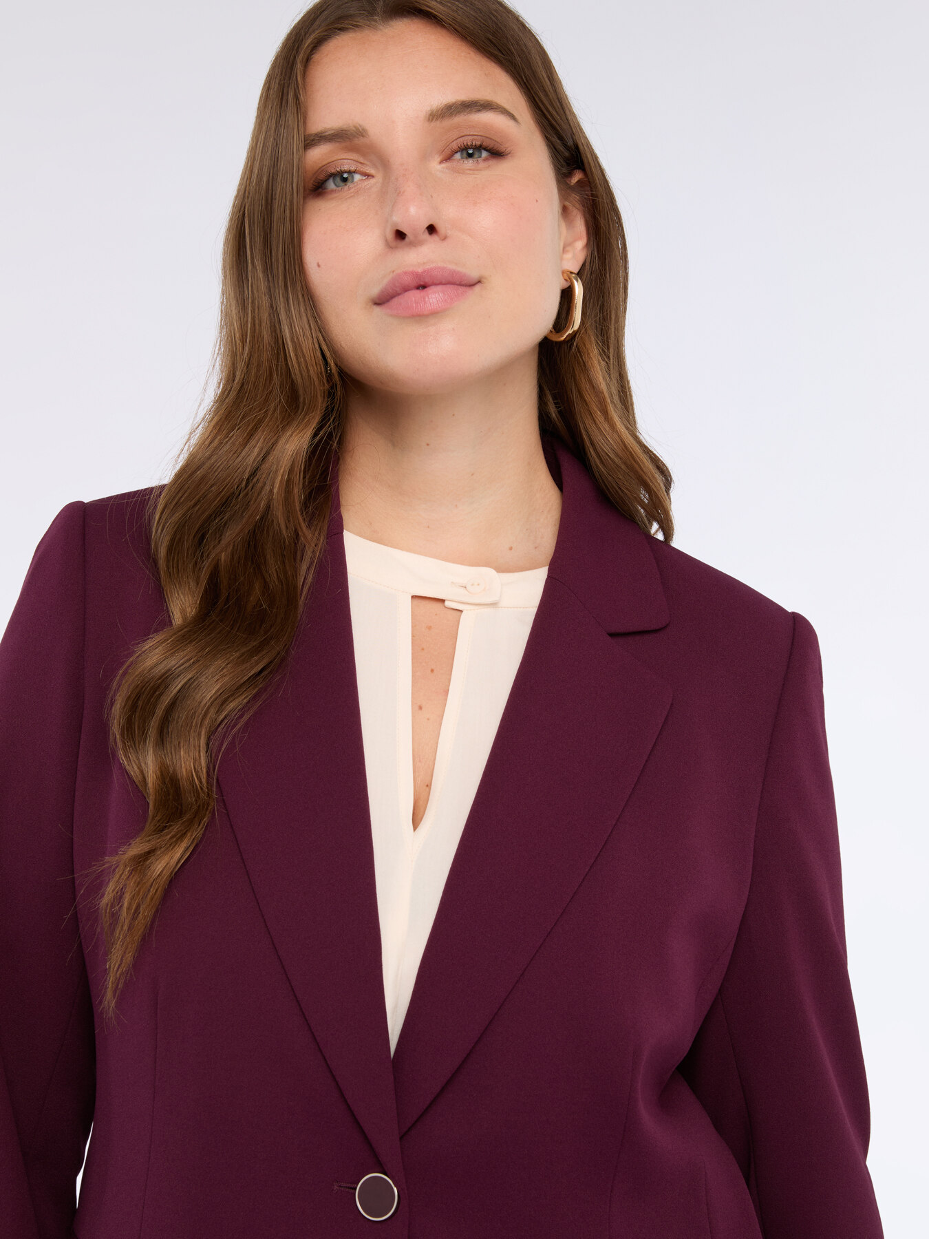 Cropped blazer in stretch fabric image number 3