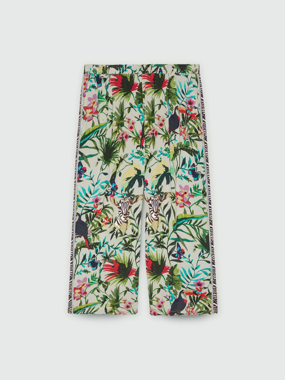 Pantaloni stampa tropicale