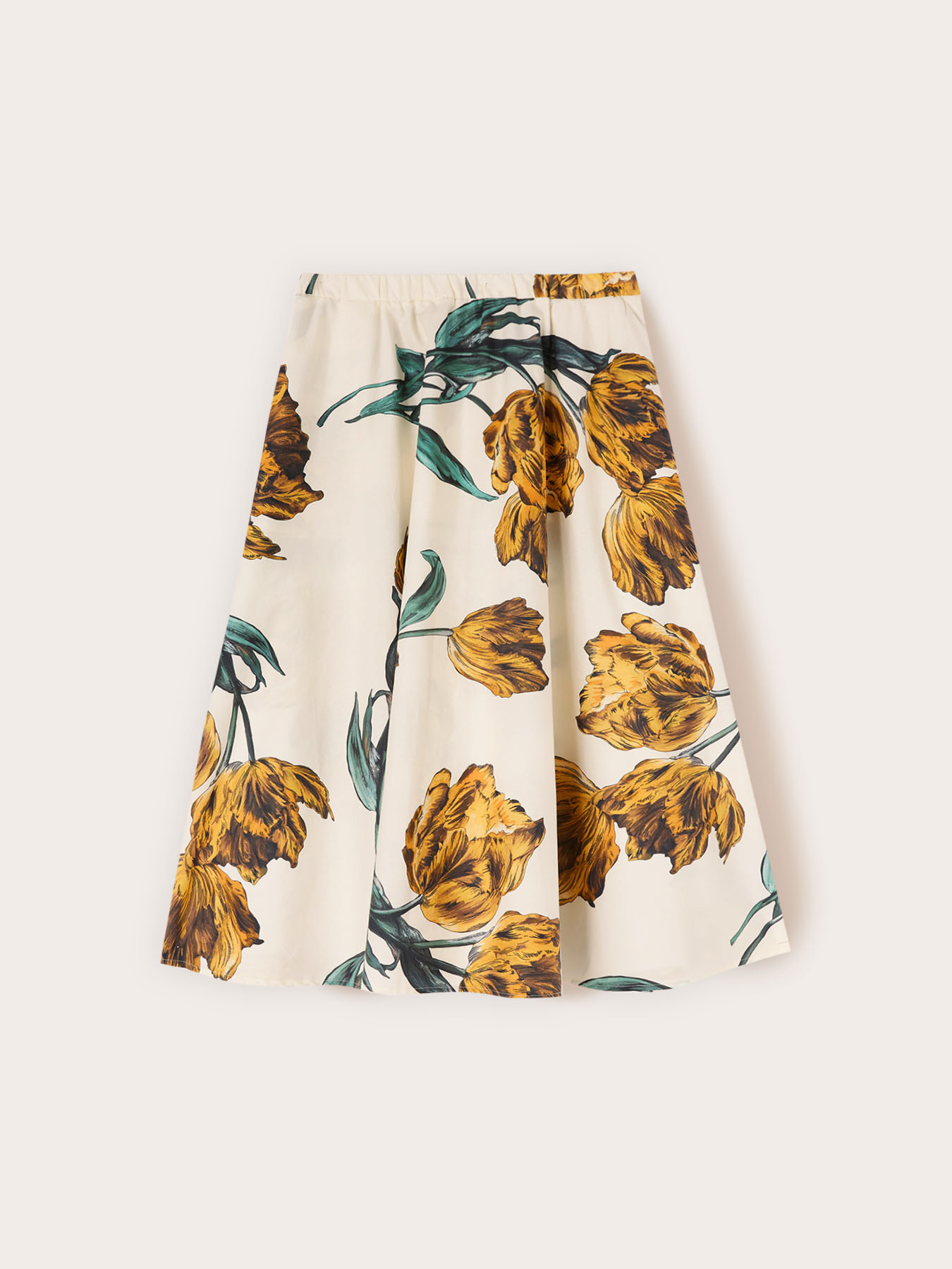 Falda acampanada en popel&iacute;n con estampado image number 4