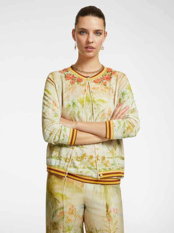 Cardigan imprimé et brodé