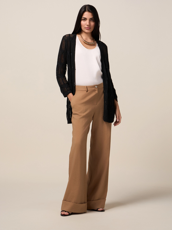 Long openwork cardigan