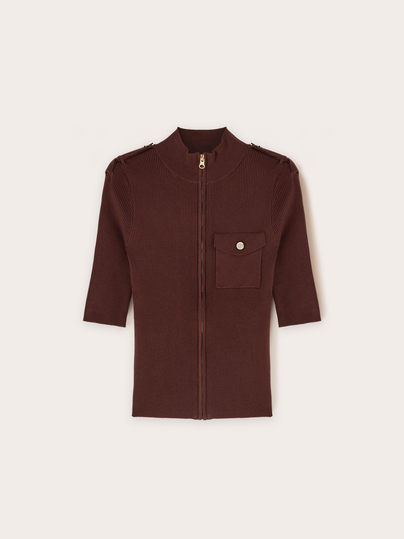 Cardigan a coste con mostrine image number 0
